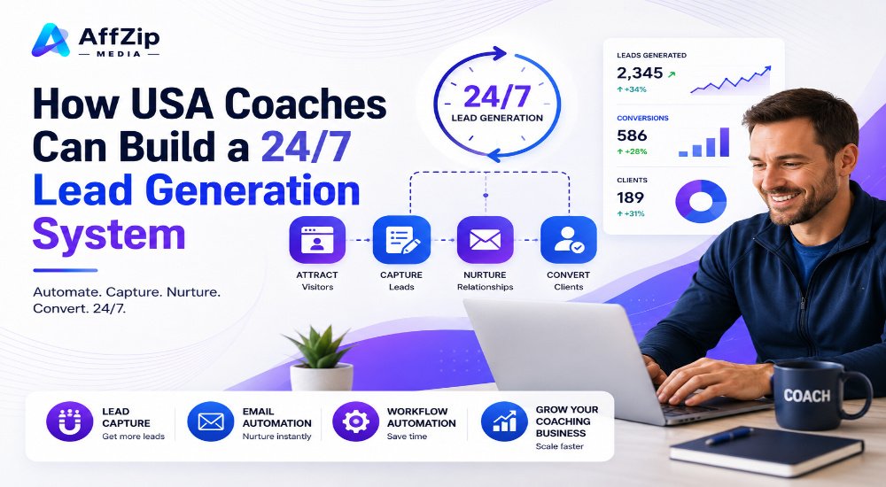 24/7 lead generation system for USA coaches using marketing automation CRM and AI tools
