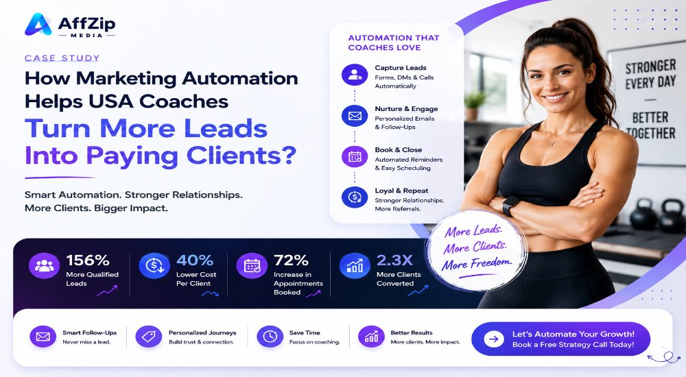 Marketing automation helping USA coaches convert leads into paying clients through automated follow-ups and lead nurturing