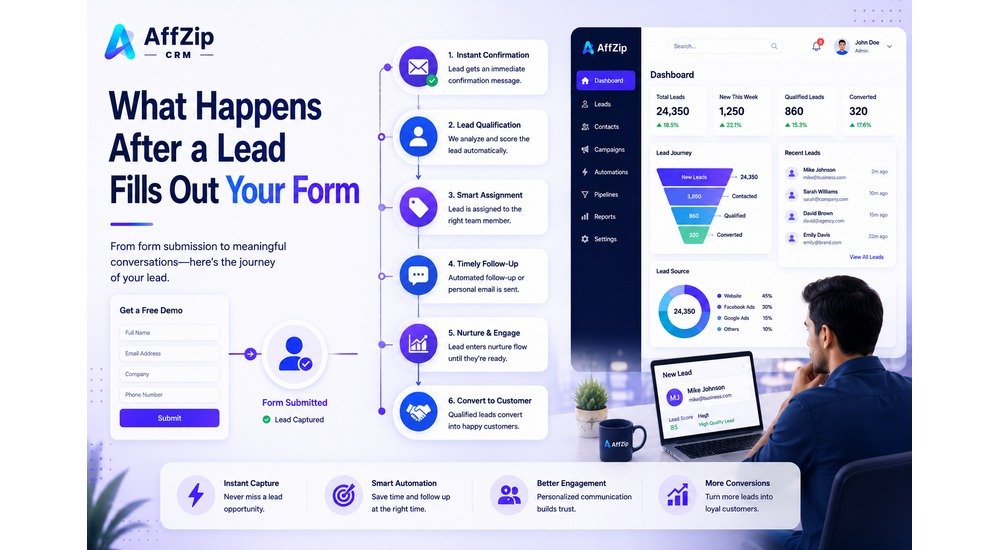 Website lead captured into CRM and marketing automation workflow for customer acquisition